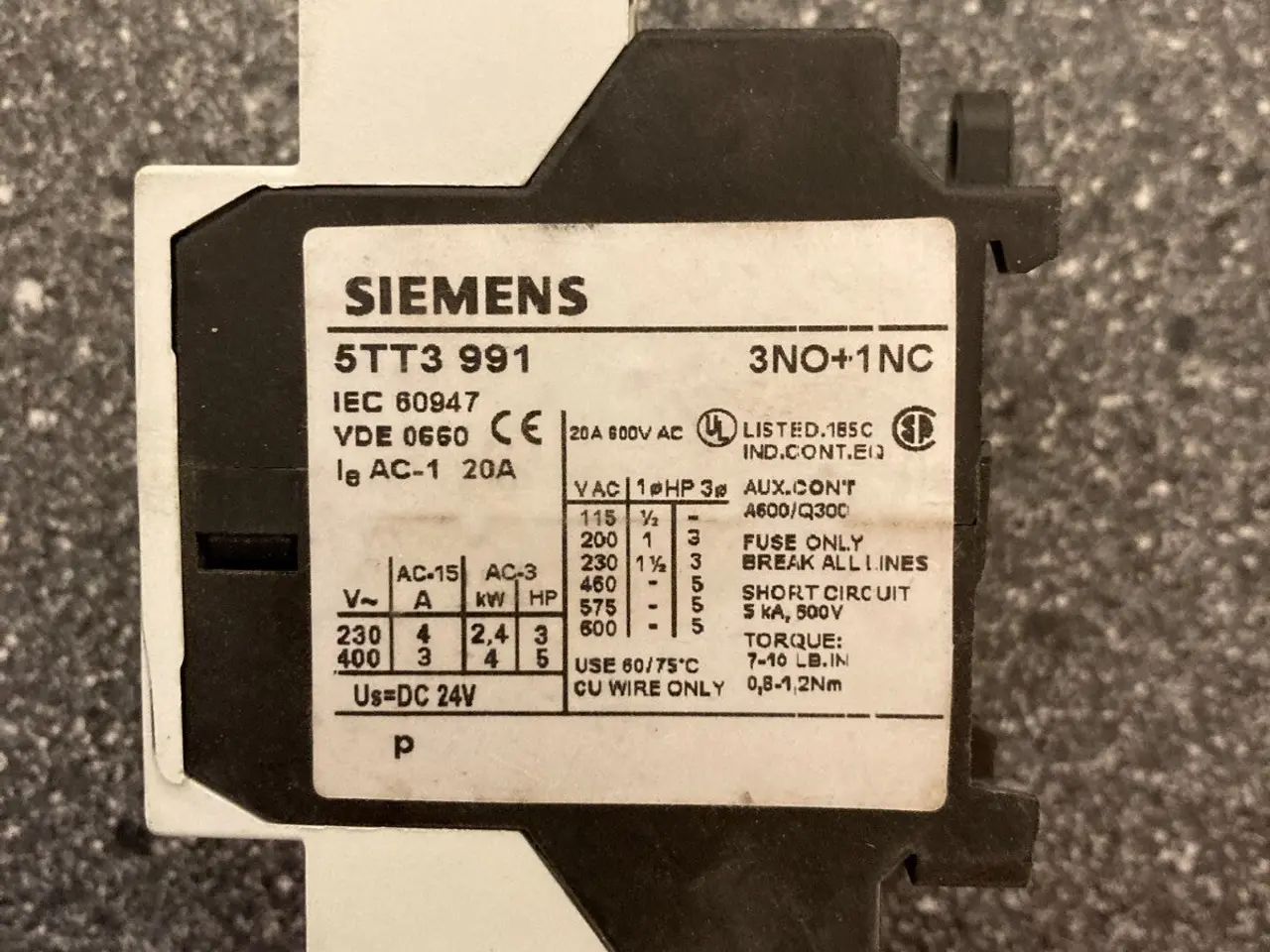 Billede 2 - Siemens 5TT3 991 Load Remote kontakt 20A 400V 24V