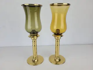 Lysestager i messing og glas - Megaline