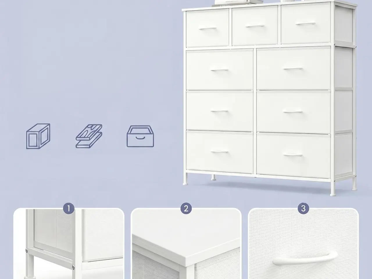 Billede 6 - Kommode med 9 skuffer - Cloud White/Snow White