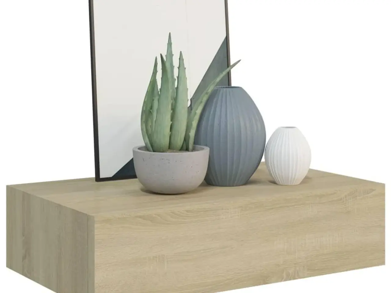 Billede 3 - Væghylde med skuffe 40 × 23,5 × 10 cm - MDF i egetræsfarve