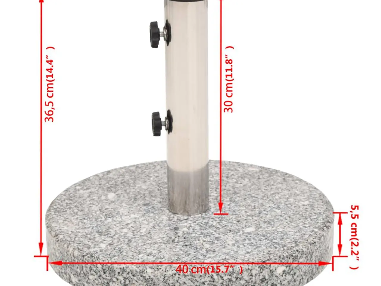 Billede 9 - Parasolfod i granit, rund - 20 kg, grå