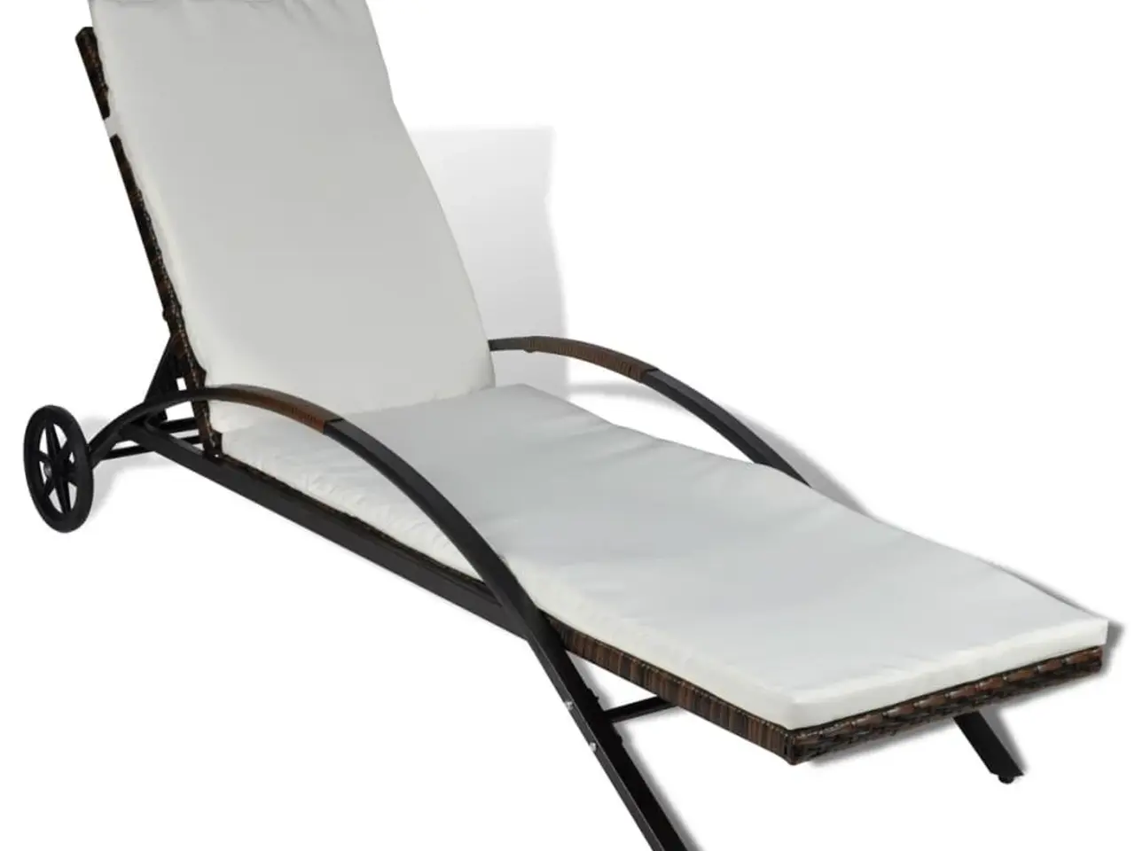 Billede 2 - Solseng med hynde og hjul - polyrattan, brun