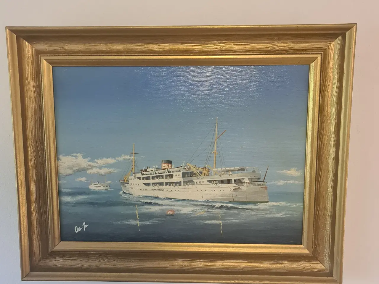 Billede 1 - André Jensen – M/S Hammershus – signeret maleri
