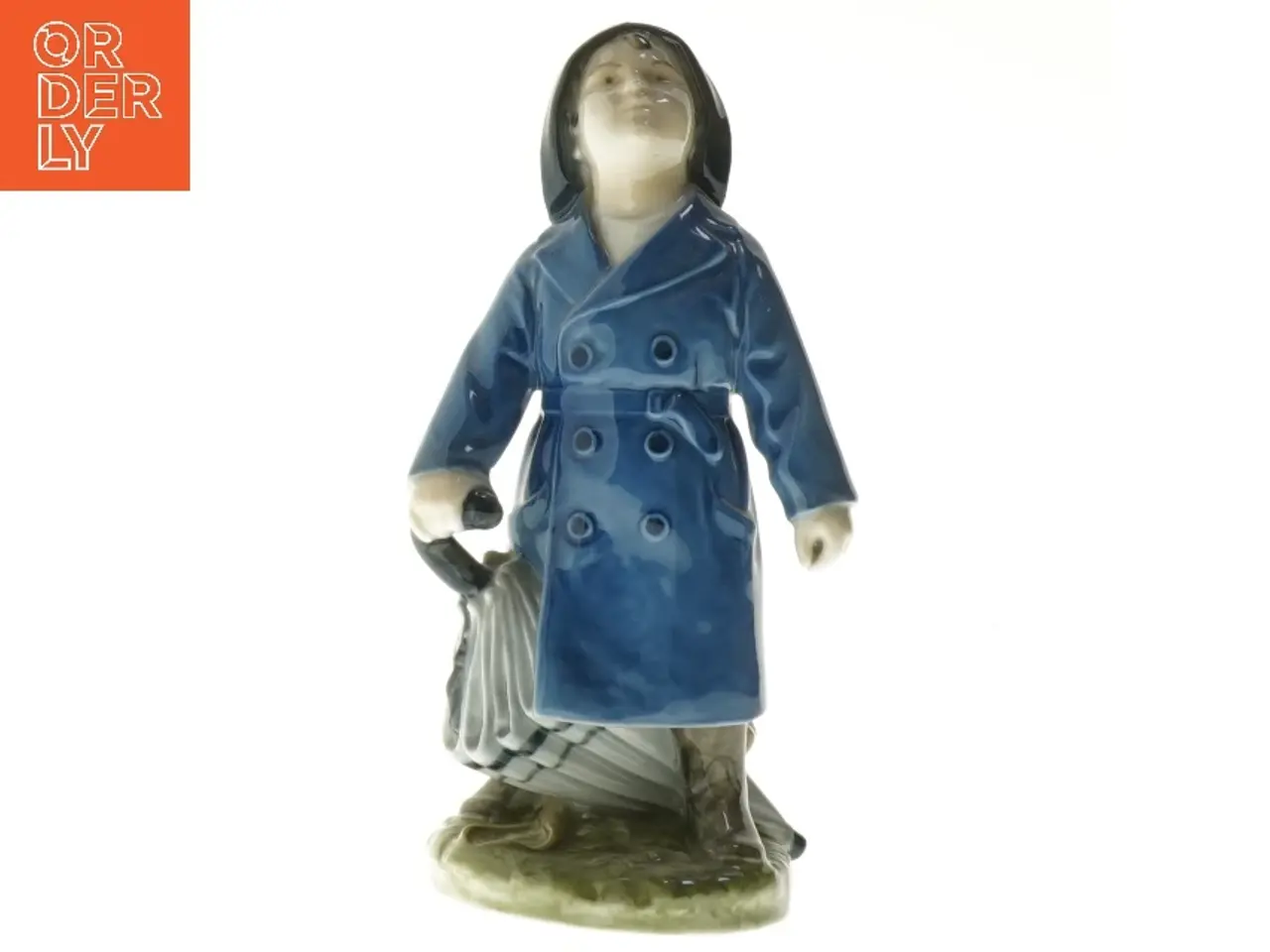 Billede 1 - Porcelænsfigur med frakke og paraply fra Royal Copenhagen (str. 18,5 cm)