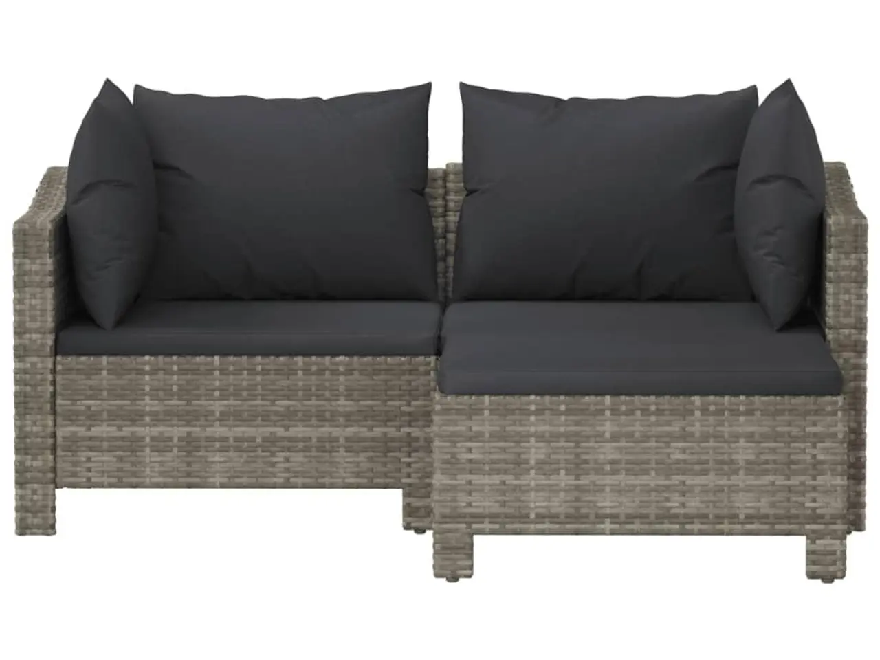 Billede 4 - Loungesæt til haven 3 dele med hynder polyrattan grå