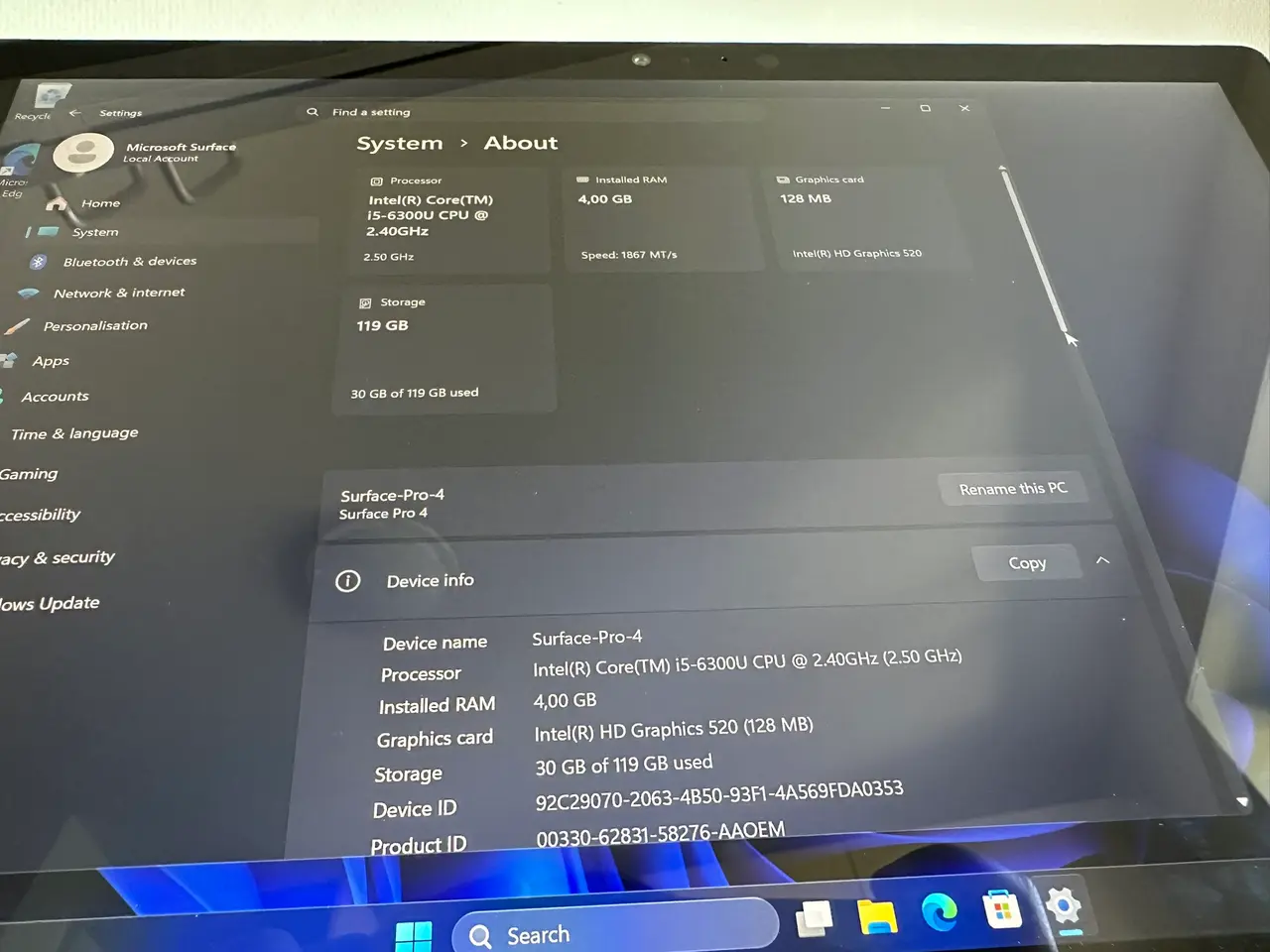 Billede 9 - Microsoft Surface Pro 4, i5-6300U, 2.40 GHz, 4 GB 