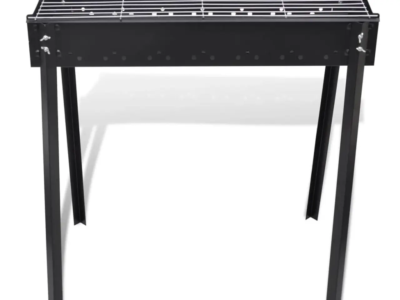 Billede 2 - Firkantet kulgrill 75 x 28 cm - stål grill på stativ