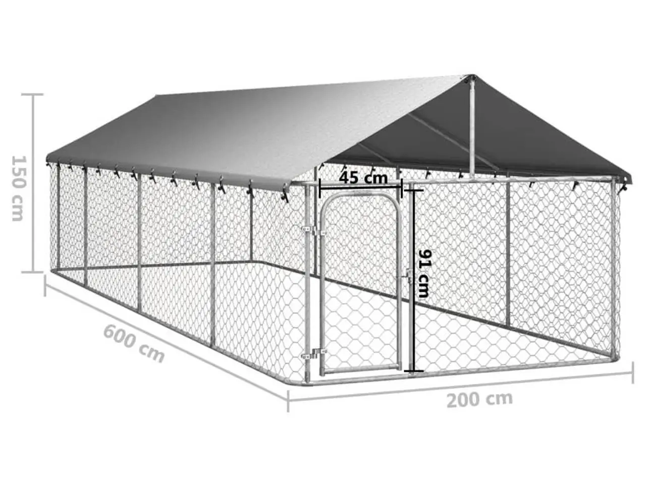 Billede 2 - Udendørs hundebur med tag 600x200x150 cm