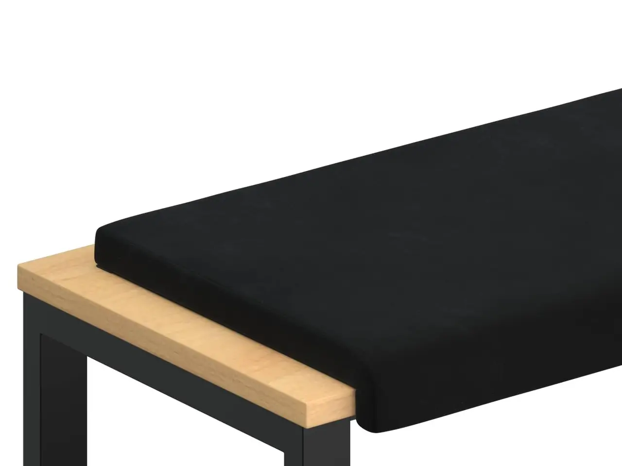 Billede 2 - Bænkpude i velour sort 110 x 38 x 6,5 cm til bænk, dybde 35 cm
