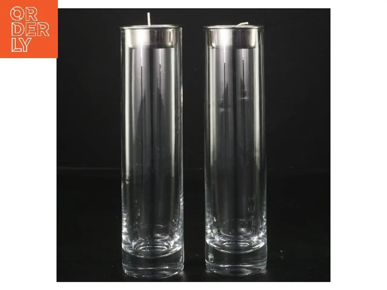 Billede 1 - To glas lysestager (str. 19 cm)