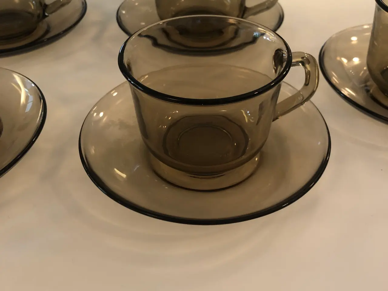 Billede 2 - 5 stk populær Arcoroc røgfarvet The / Kaffe sæt