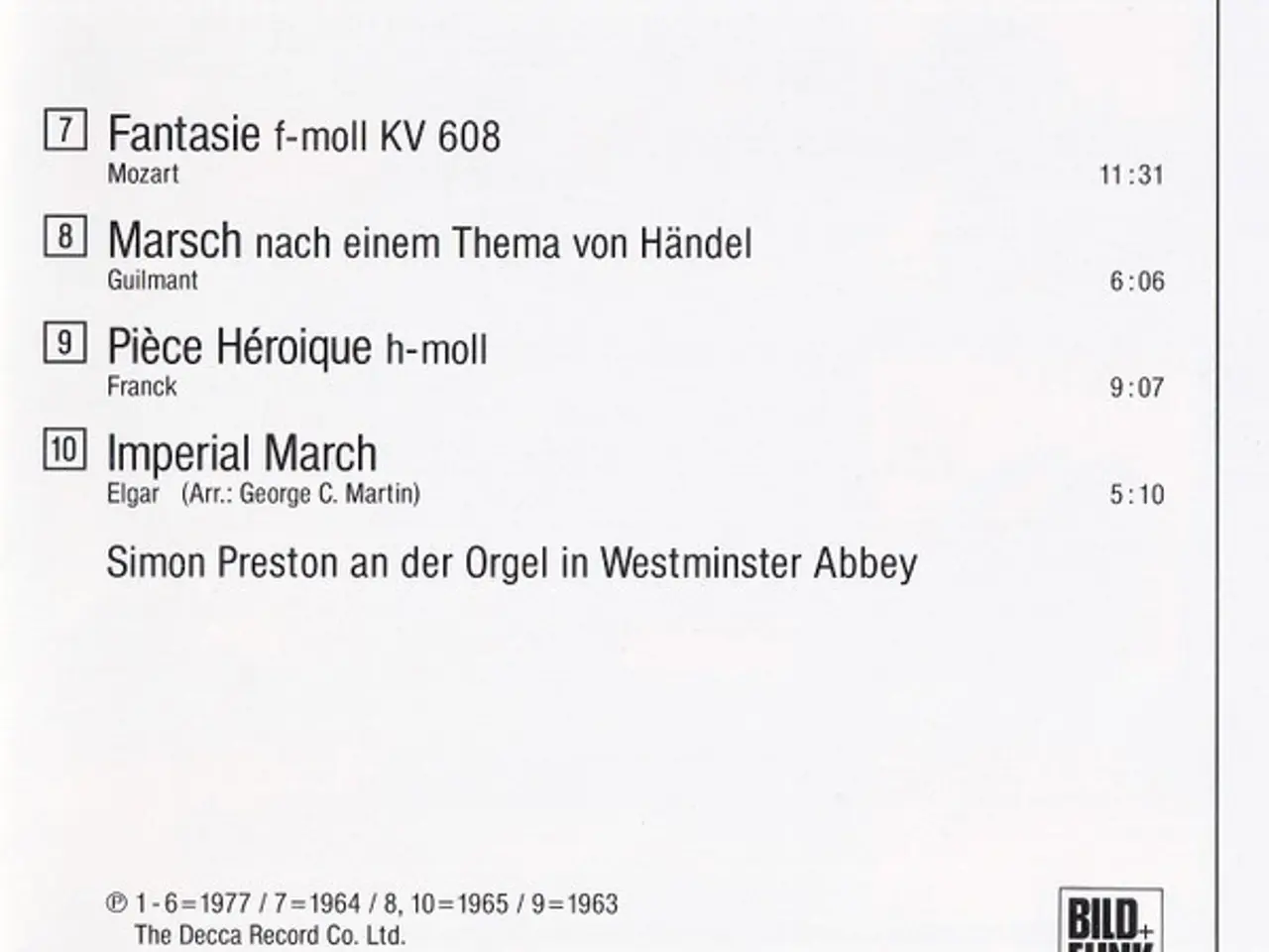 Billede 3 - Simon Preston – Toccata & Fugue – CD