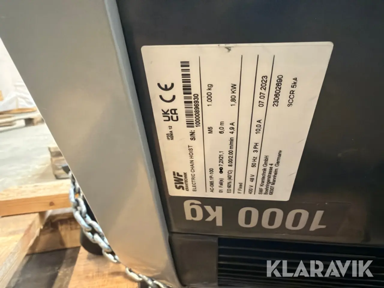 Billede 6 - Elektrisk kædetalje / kædehejs SWF Krantechnik AC-085/1P-100