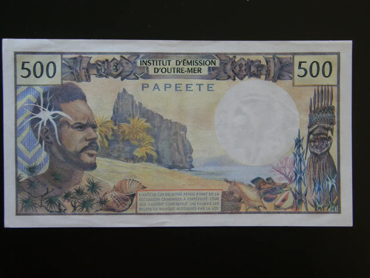 Billede 2 - Tahiti  500 Francs 1985  P25d  Unc.