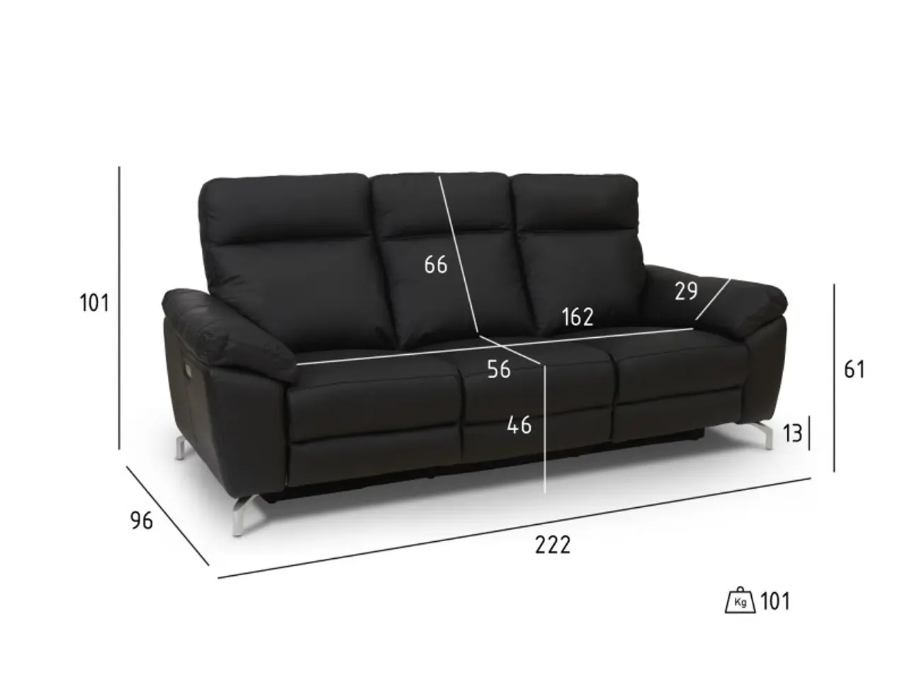 Billede 18 - Selesta Recliner 3 pers. lædersofa sort