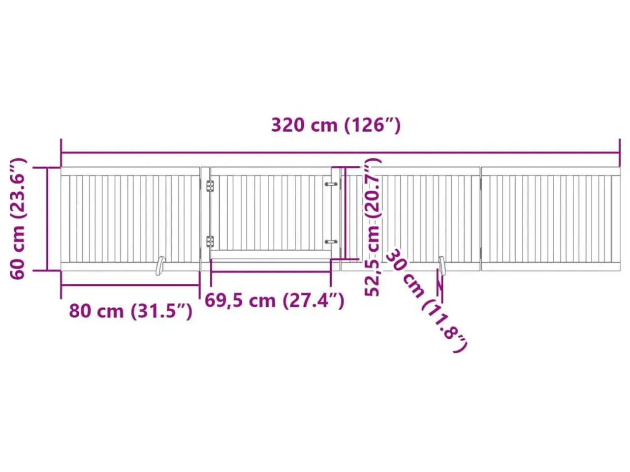 Billede 11 - Foldbart hundegitter med dør, 4 paneler - 320 cm i poppeltræ