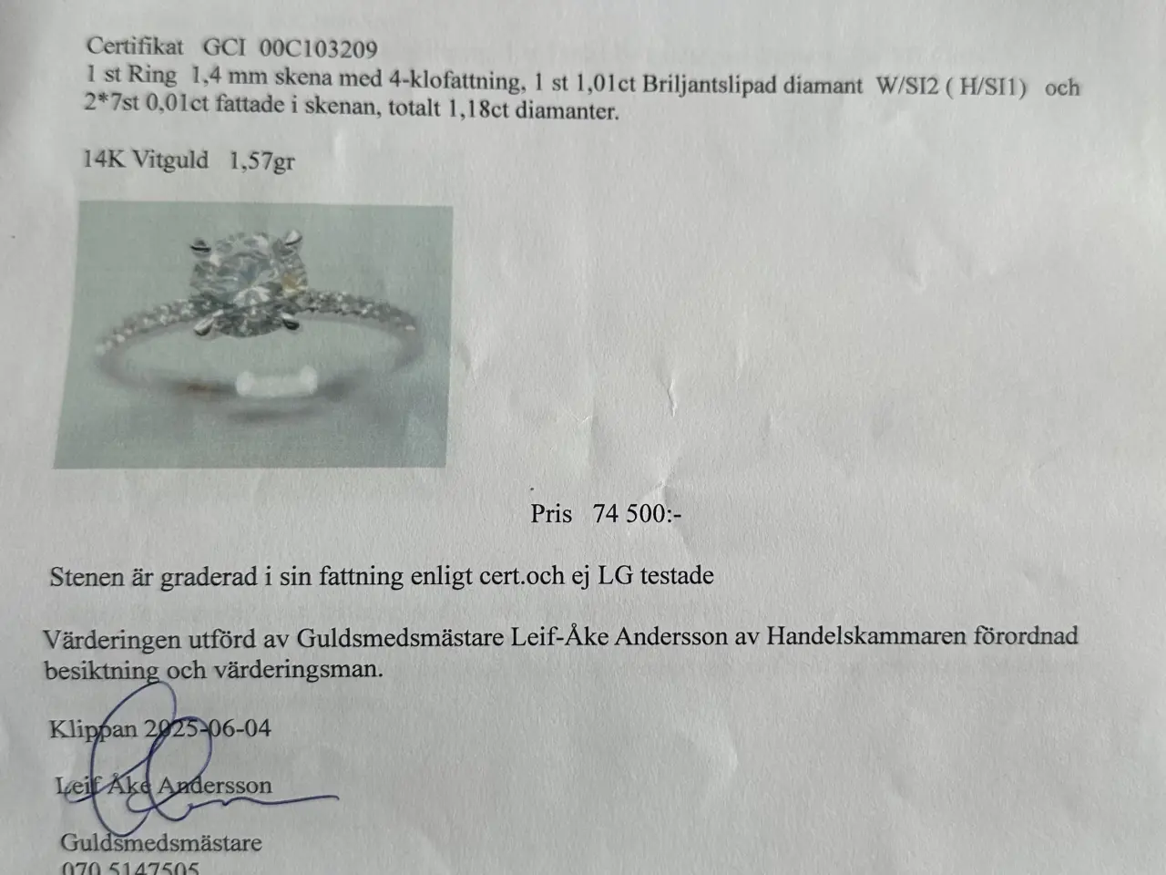 Billede 8 - Naturlig Diamantring 1,18ct