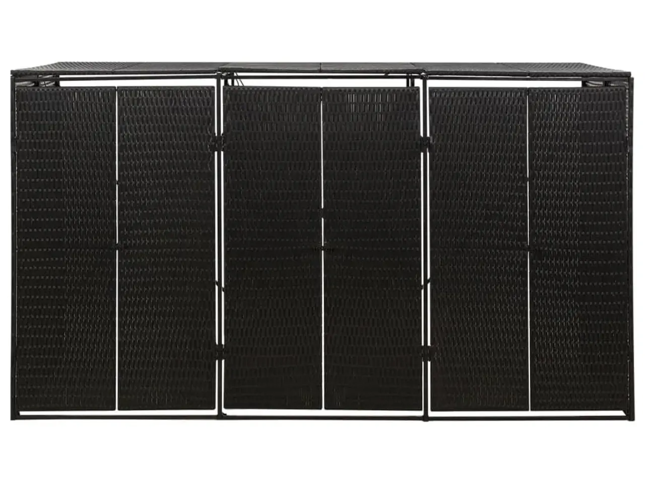 Billede 3 - Tredobbelt skraldespandsskjuler i polyrattan 207×80×117 cm - sort