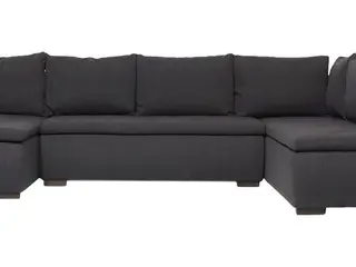 Amalfi U-sovesofa venstrevendt - grå stof, opbevaring og soveplads