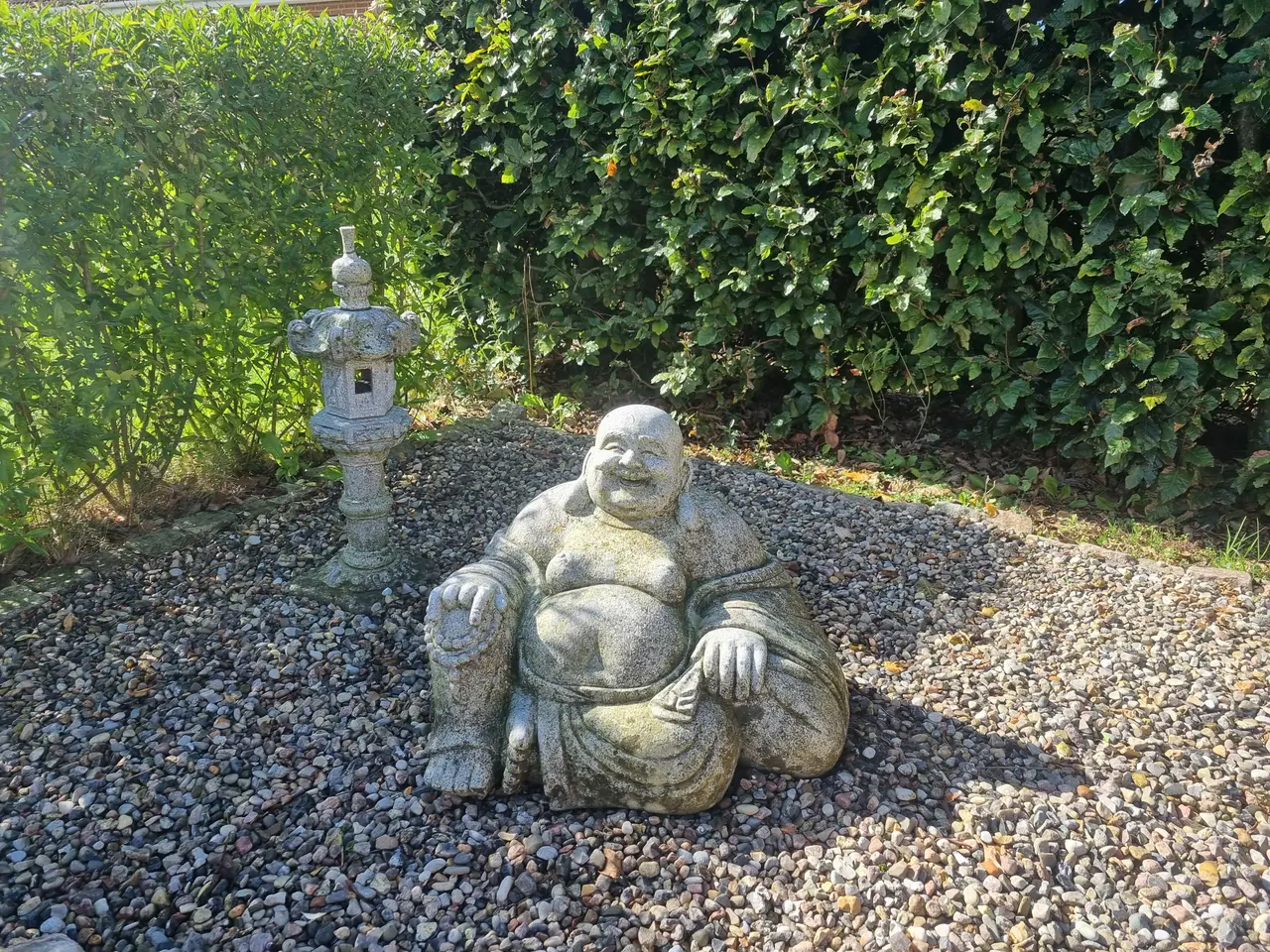 Billede 1 - Granit Buddha og Laterne