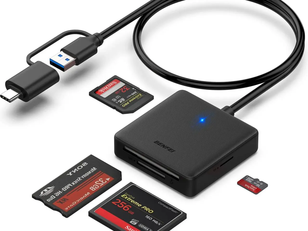 Billede 1 - Nyt Benfei 4-i-1 Hukommelseskortlæser USB 3.0