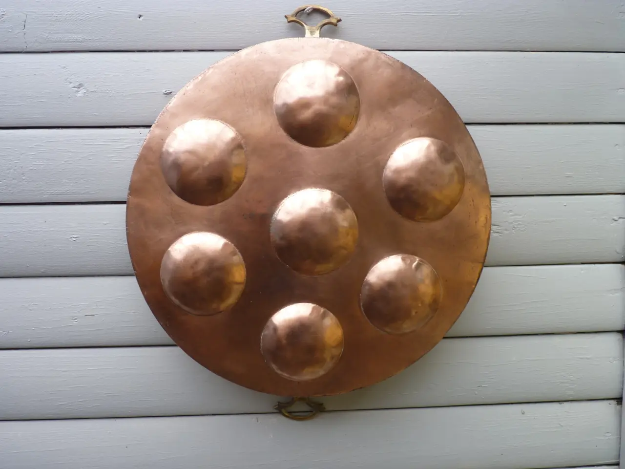 Billede 1 - Gammel kobber - æbleskivepande Ø: 40 cm. 