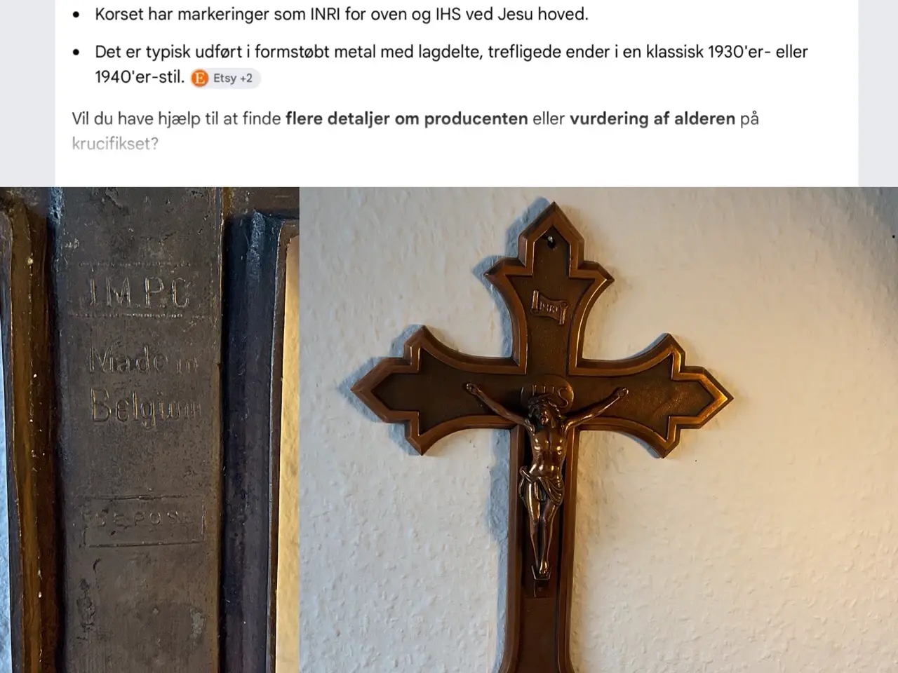 Billede 2 - Krucifiks kors på vægen