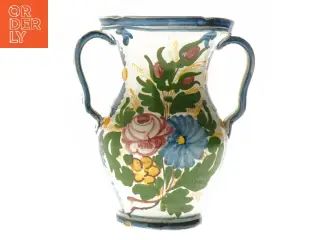 Vintage keramikvase med hanke – håndlavet (str. Ø 11,5x18 cm)