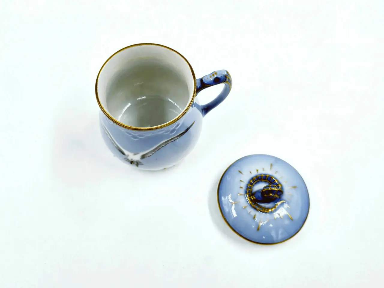 Billede 9 - Mågestel Sennepskrukke/Cremekop Porcelæn