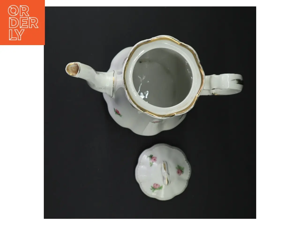 Billede 6 - Porcelæns tekande med blomsterdekoration