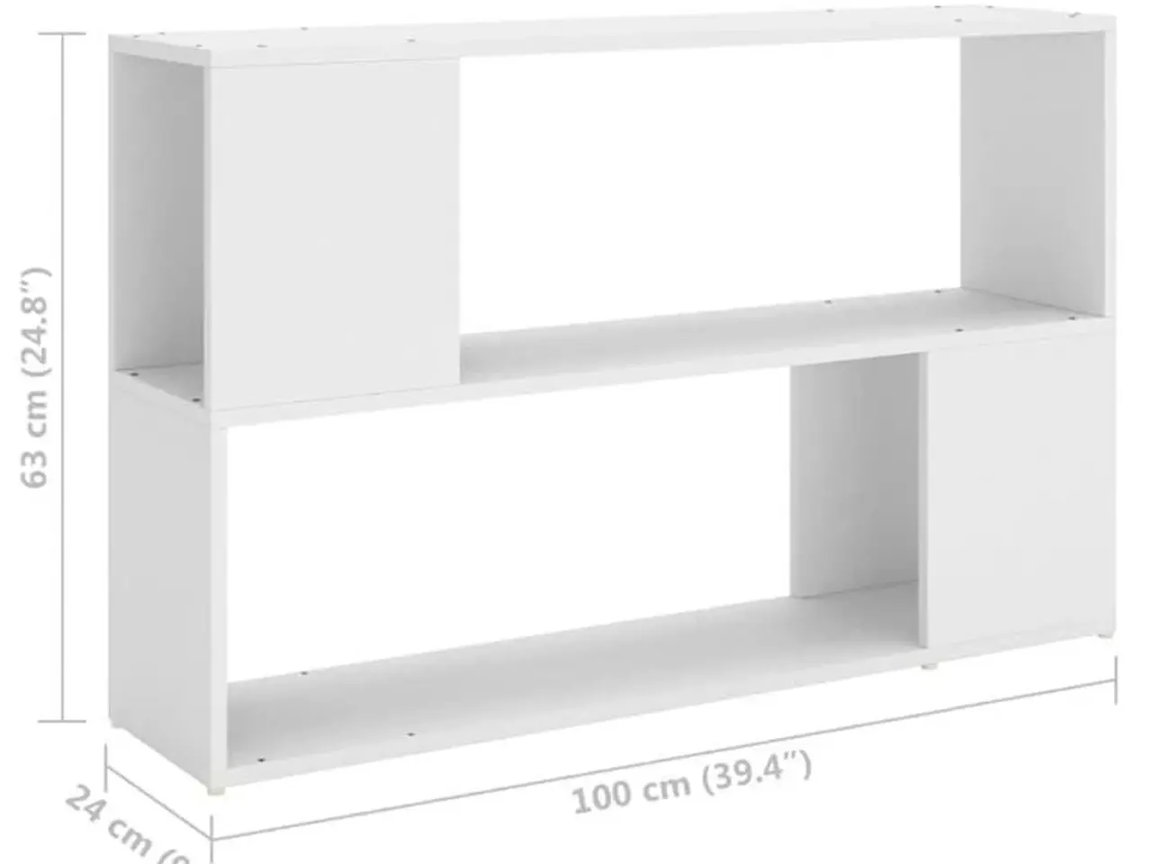 Billede 8 - Bogreol 100x24x63 cm konstrueret træ hvid