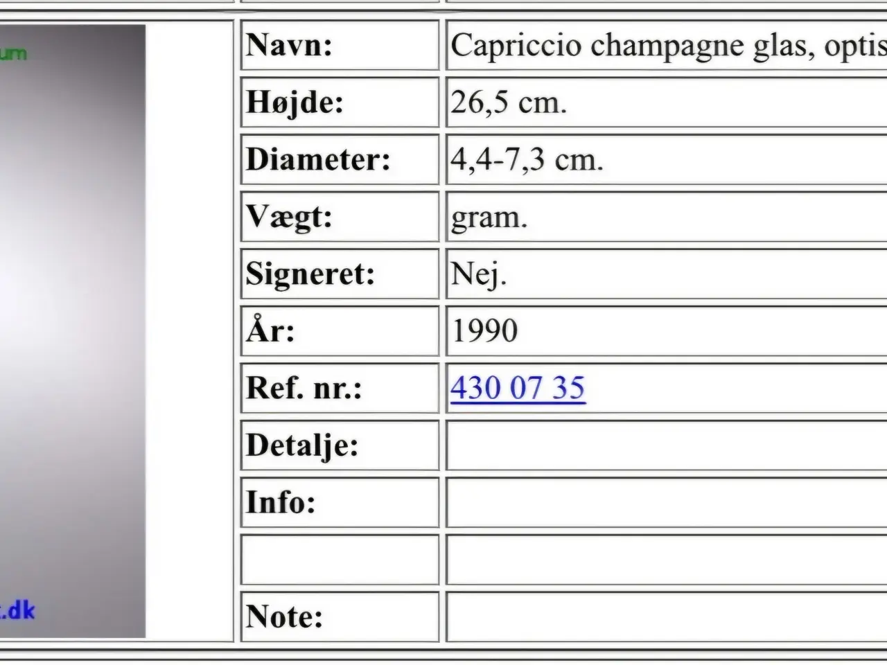 Billede 1 - Købes CAPRICCIO champagneglas