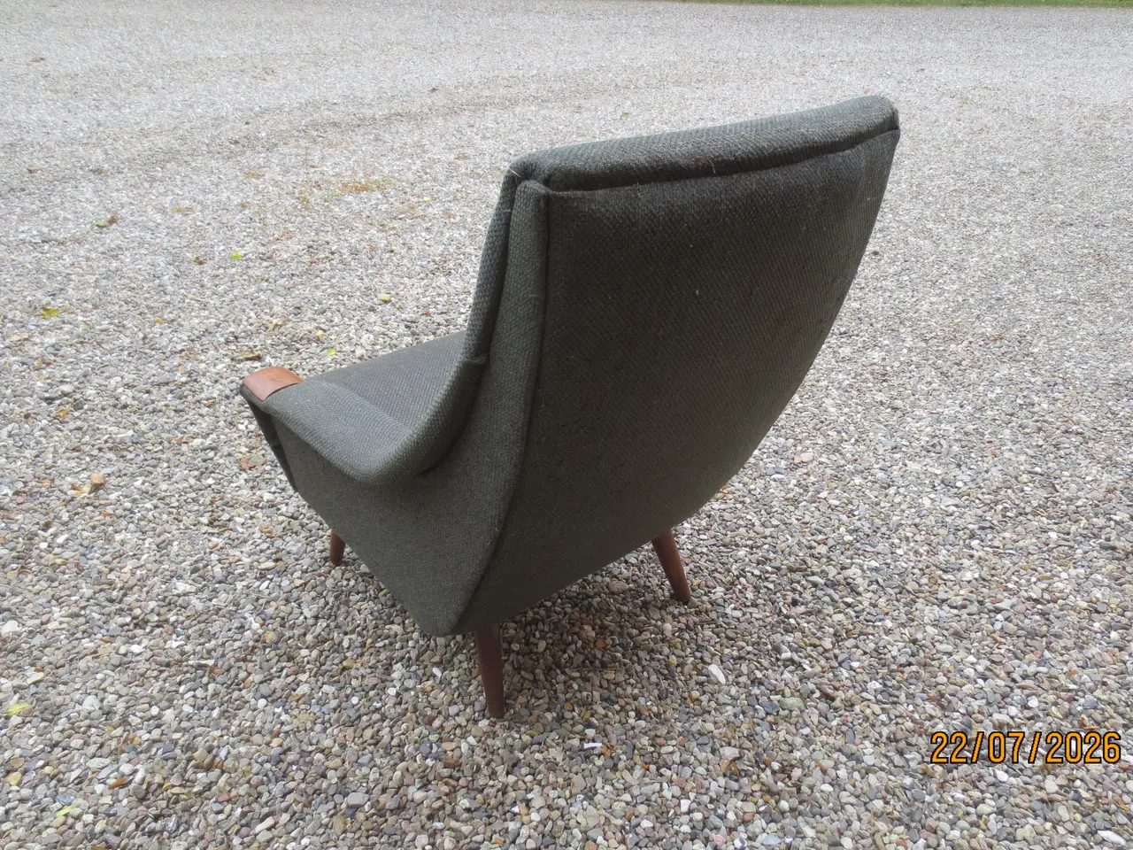 Billede 5 - 1 stk Retro Lænestol med Teakben og Teak negle