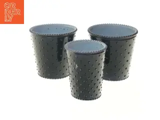 2Have Sæt af tre blomsterpotter i sort glas (str. 3 stk Ø 13,5 & 10 cm længde 13 cm)