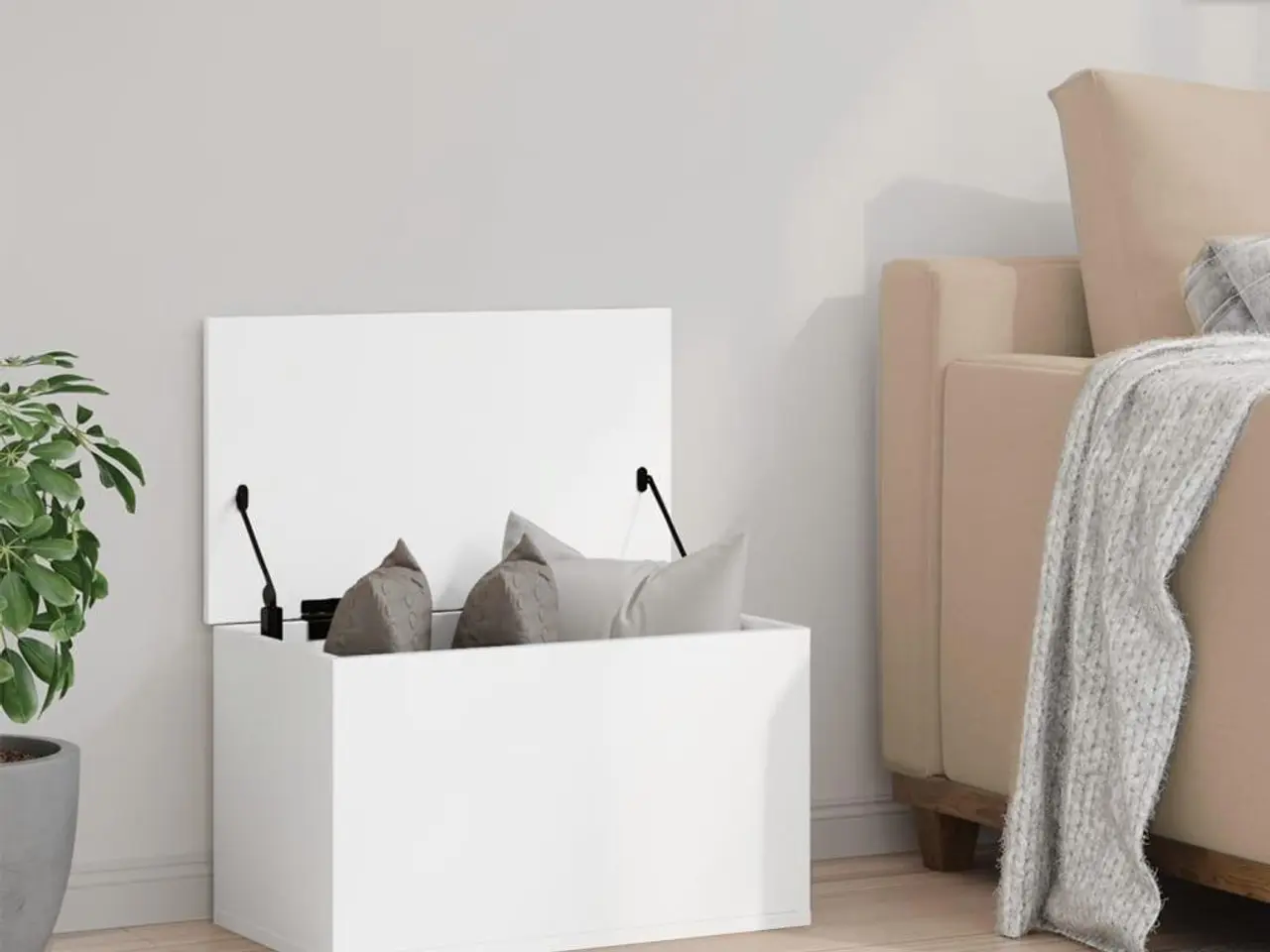 Billede 3 - Opbevaringsboks med låg 60 x 35 x 35 cm - hvid