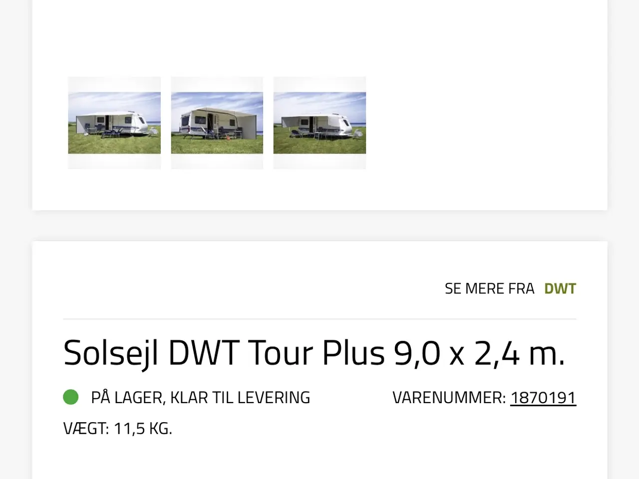Billede 2 - Solsejl DWT Tour Plus 9,0 x 2,4 m.