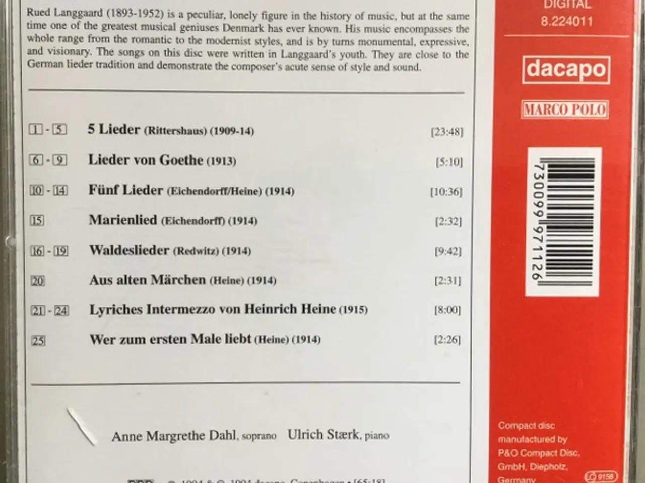 Billede 2 - Rued Langgaard, Anne… – Lieder – CD
