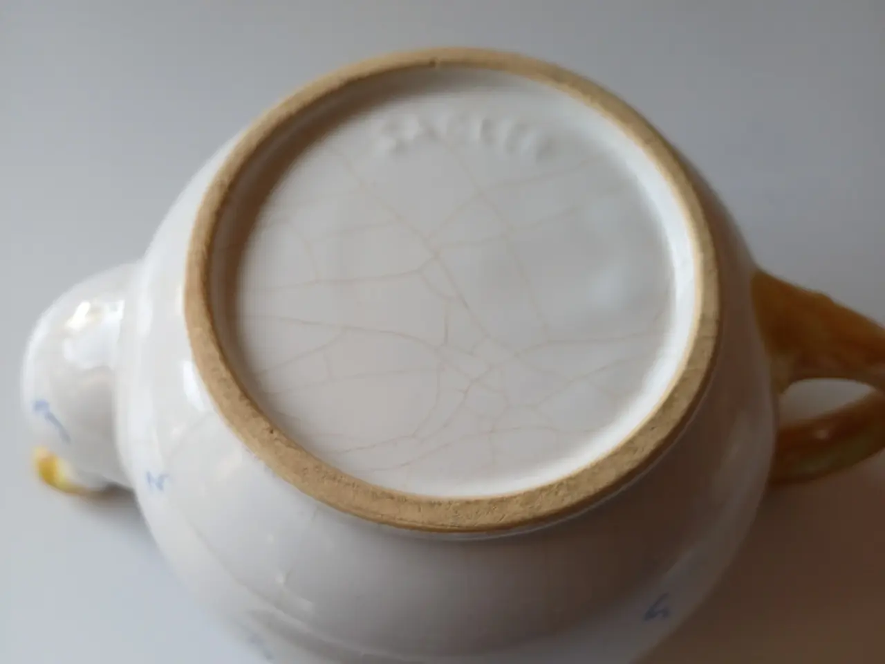 Billede 4 - Tekande porcelæn hvid med blå og gule blomster 