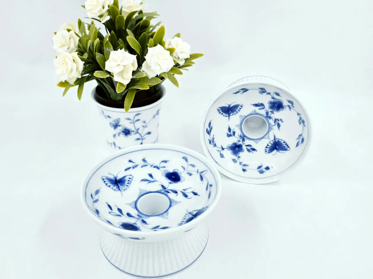 Billede 1 - Sommerfugl lysestage Porcelæn 
