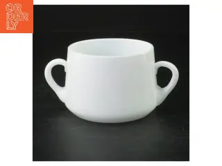 Hvid porcelænssuppe kop (str. Ø. 9,5 cm. h. 6,5 cm)