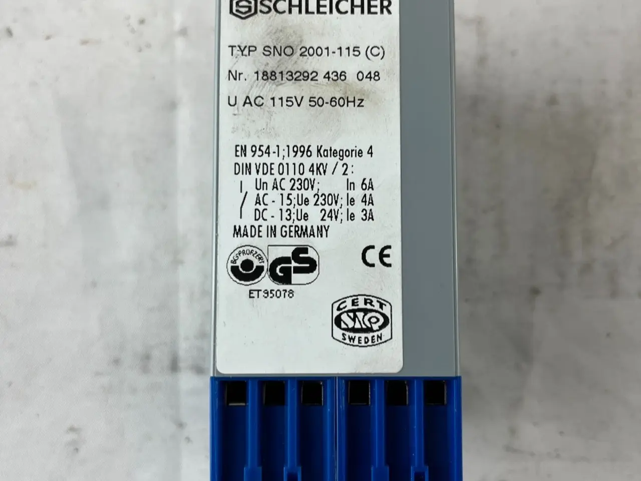 Billede 7 - Schleicher SNO 2001-115(C) sikkerhedsrelæ 115VAC