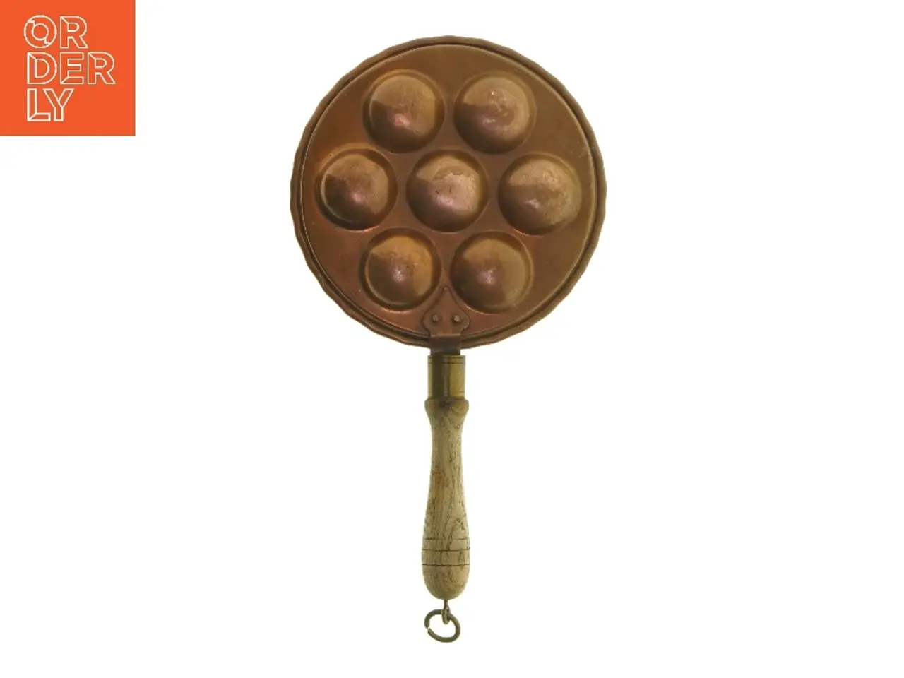 Billede 4 - Vintage æbleskive pande med træhåndtag (str. 28 cm)