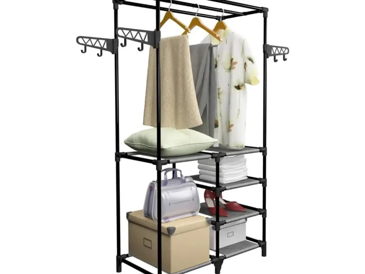 Billede 2 - Tøjstativ med 4 hylder 87 x 44 x 158 cm - sort