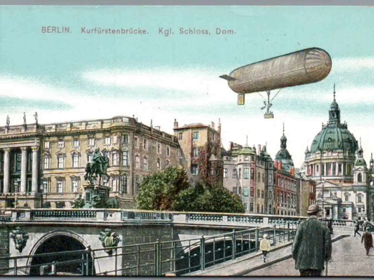 Billede 1 - Berlin - Kurfürstenbrücke - Luftskib  - Postkort - Tyskland - Ubrugt