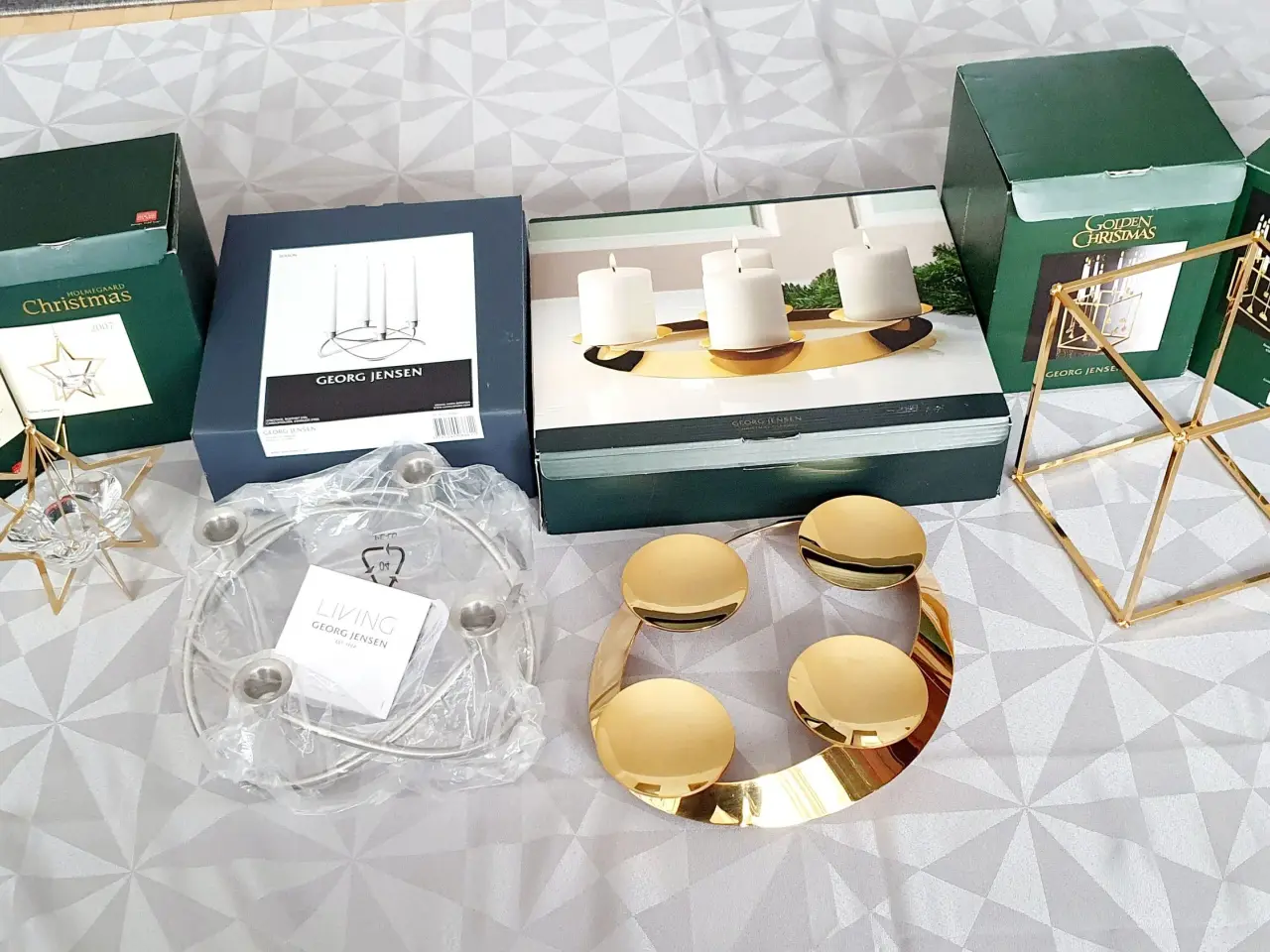Billede 2 - Georg Jensen opsats og lysestagen. Holmegaard stje
