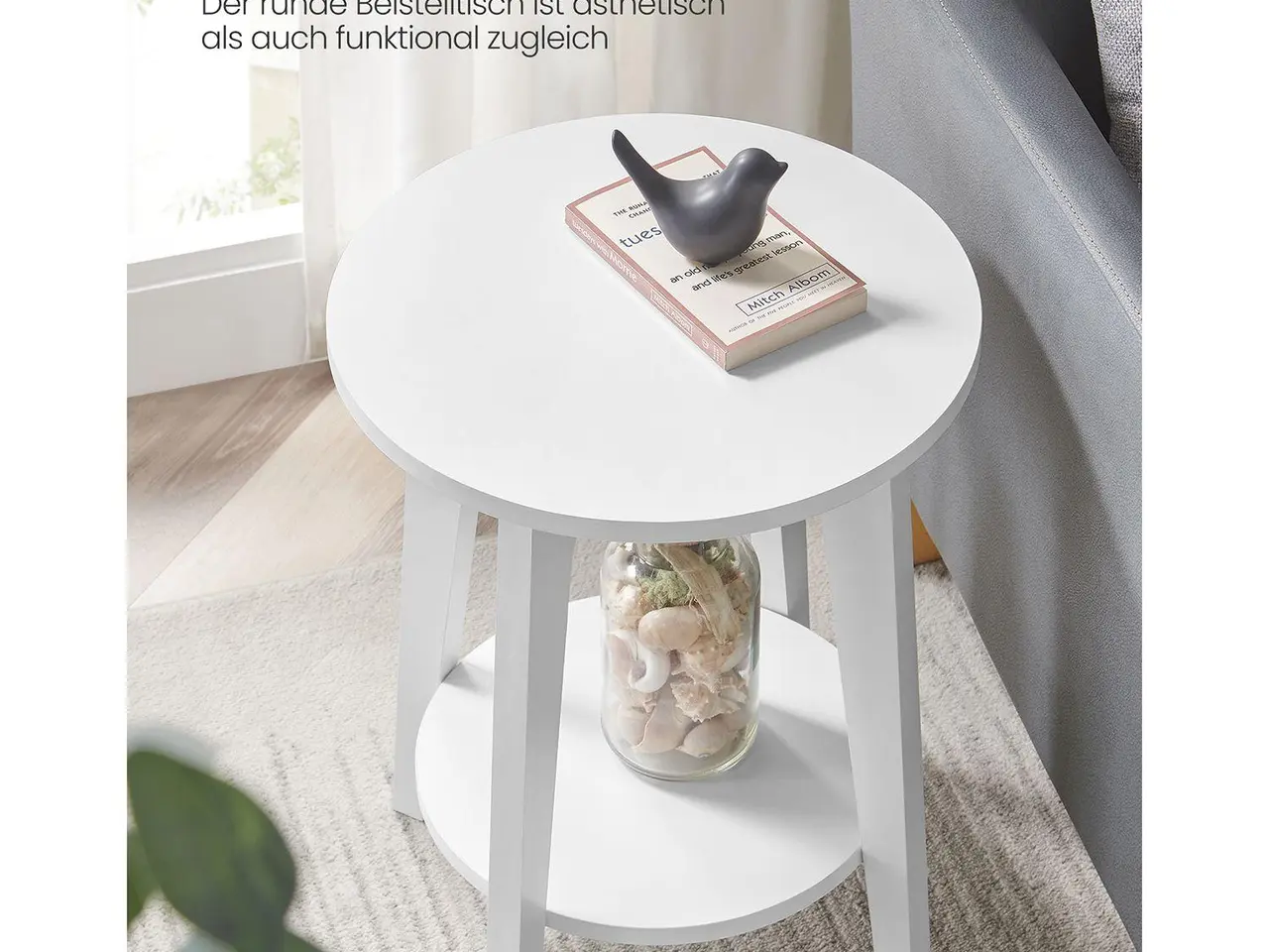 Billede 3 - Sidebord rund hvid 40 × 50 cm (LET283T14)