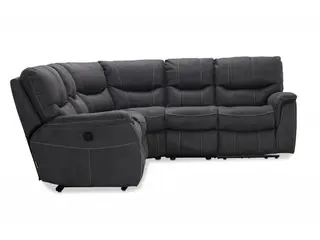 HAGA Colorado hjørnesofa grå stof/læder PU m. reclinerfunktion