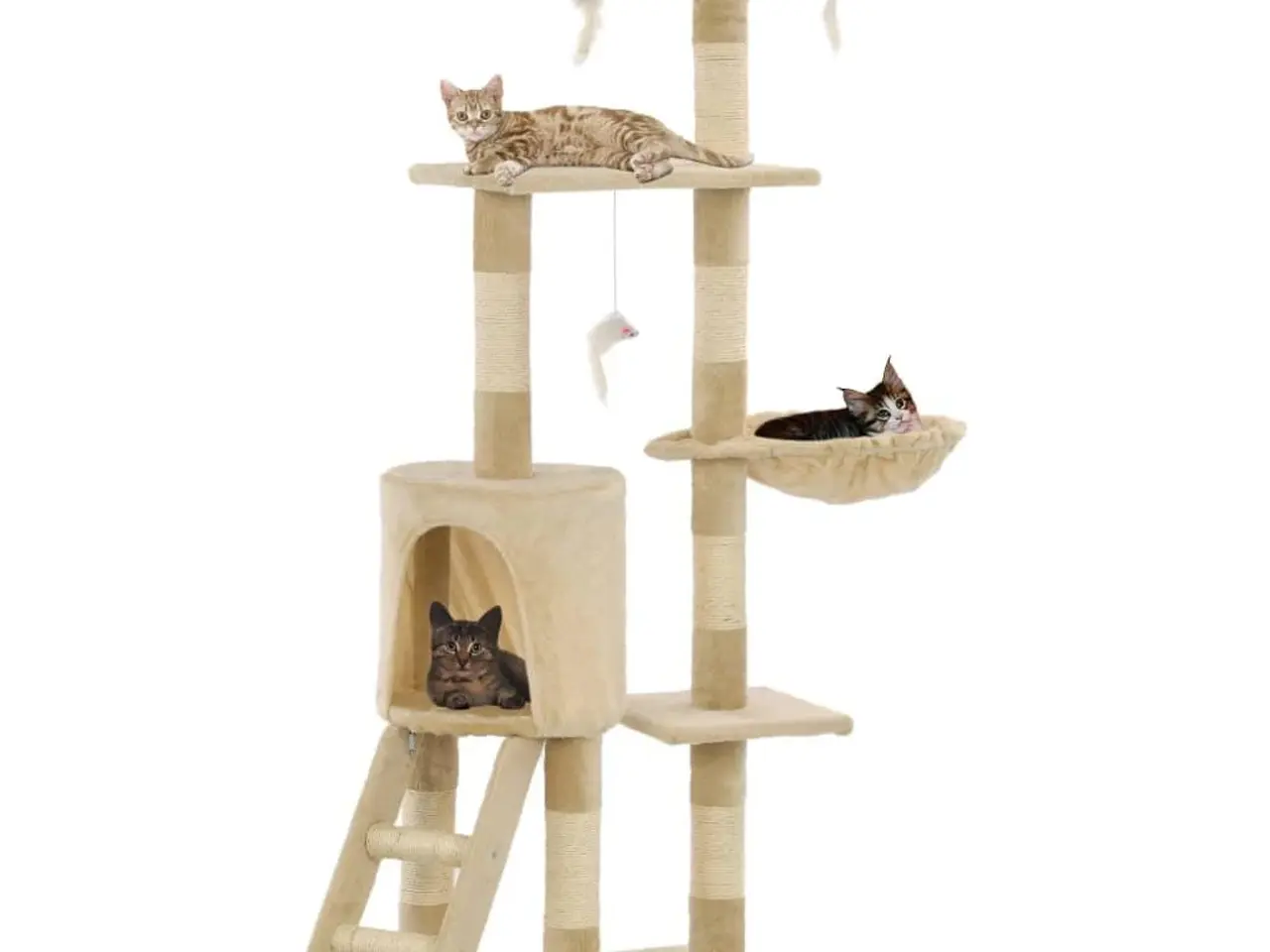 Billede 1 - Kradsetræ til katte med sisal-kradsestolper 138 cm - beige
