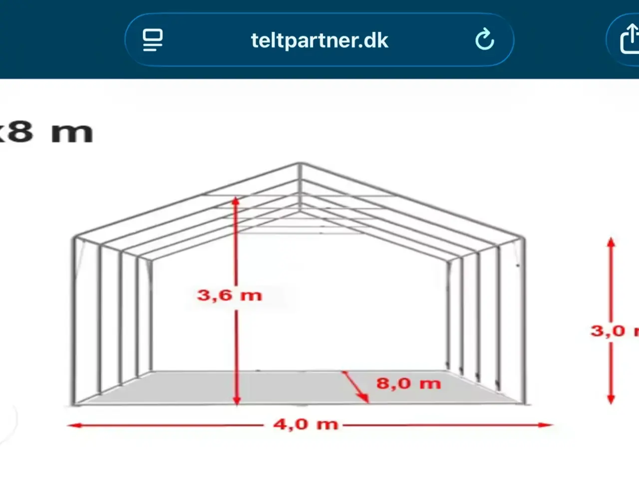 Billede 2 - Telthal 4x8 meter. 