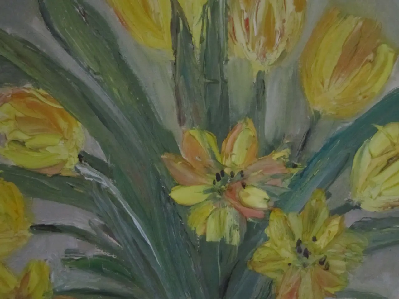 Billede 3 - MALERI AF SMUKKE GULE BLOMSTER. BYD.